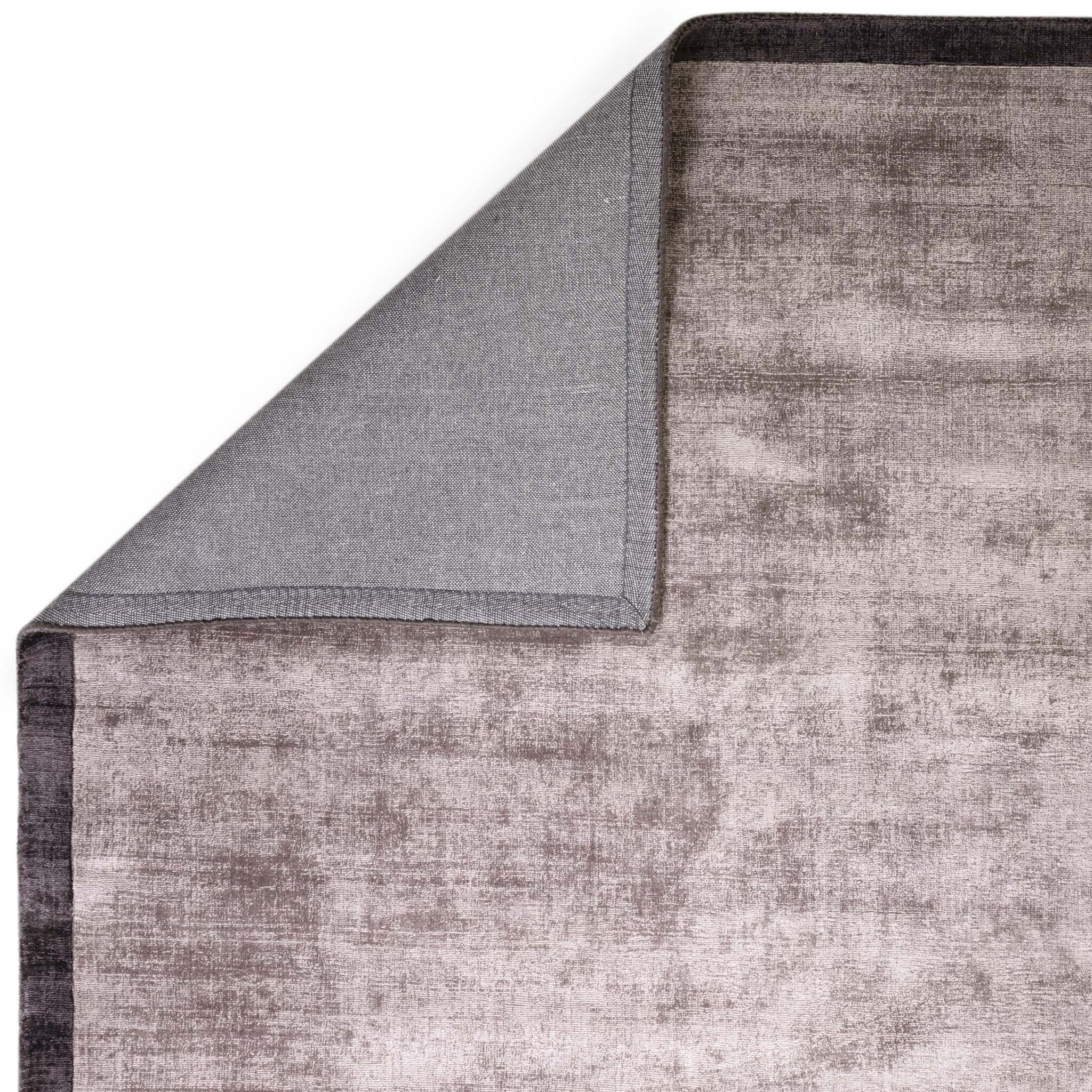 Hand Woven Viscose Rug with Border in Charcoal and Moleskin